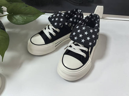 Damen Lässige Sneakers mit abnehmbaren Kragen und einzigartigem Sternenmuster R&B