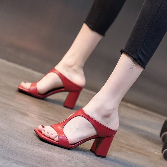 Damen elegante Plateau-Sandaletten mit geschwungenem Design R&B