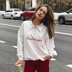 Damen Oversized Fleece-Hemd mit Reißverschluss und elegantem Schriftzug R&B