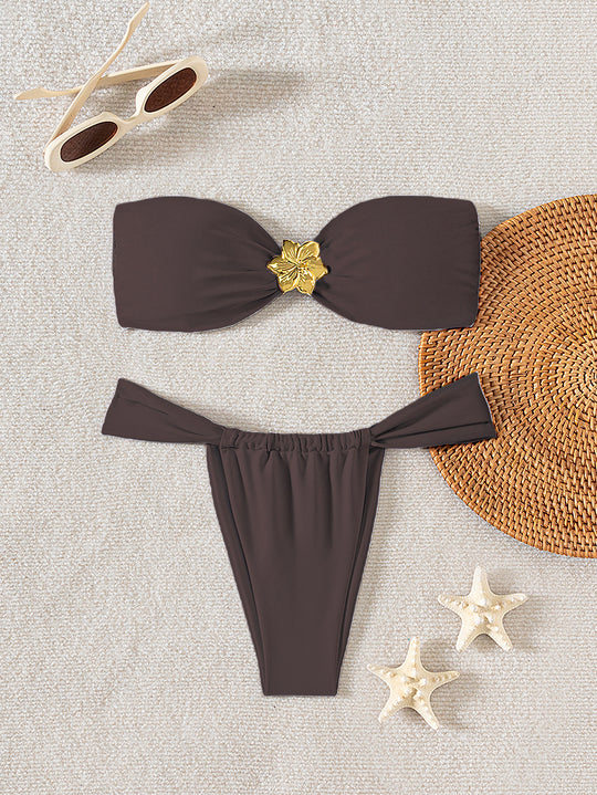 Damen Bandeau-Bikini mit elegantem Verschluss und modischem Design R&B