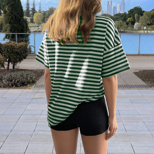 Damen Oversized Streifen-T-Shirt R&B