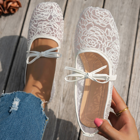 Damen Elegante Spitzenschuhe mit dekorativen Schleifen und funkelnden Akzenten R&B