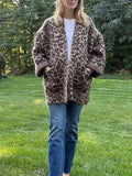 Damen kuschelige Leopardenjacke aus hochwertigem Material R&B
