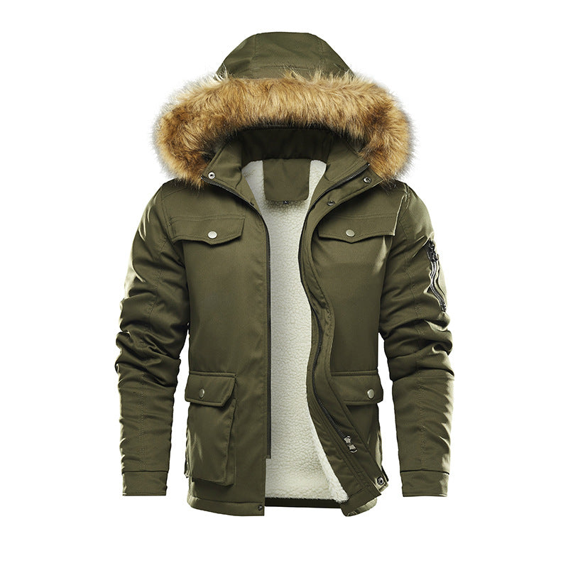 Herren isolierte Winterjacke mit abnehmbarer Kapuze und Futter R&B