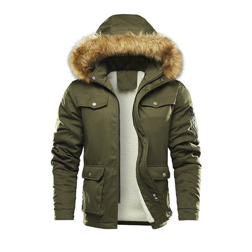 Herren isolierte Winterjacke mit abnehmbarer Kapuze und Futter R&B