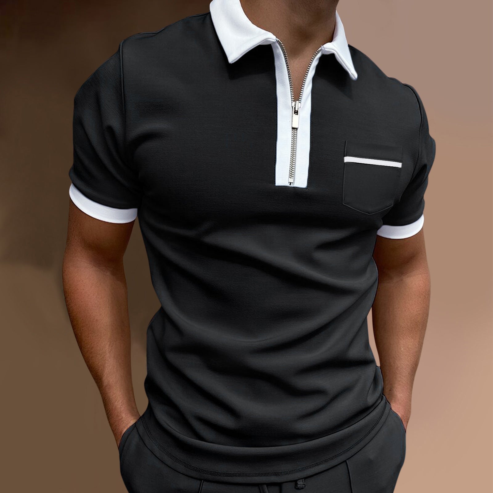 R&B | Schmal geschnittenes Taschen-Poloshirt