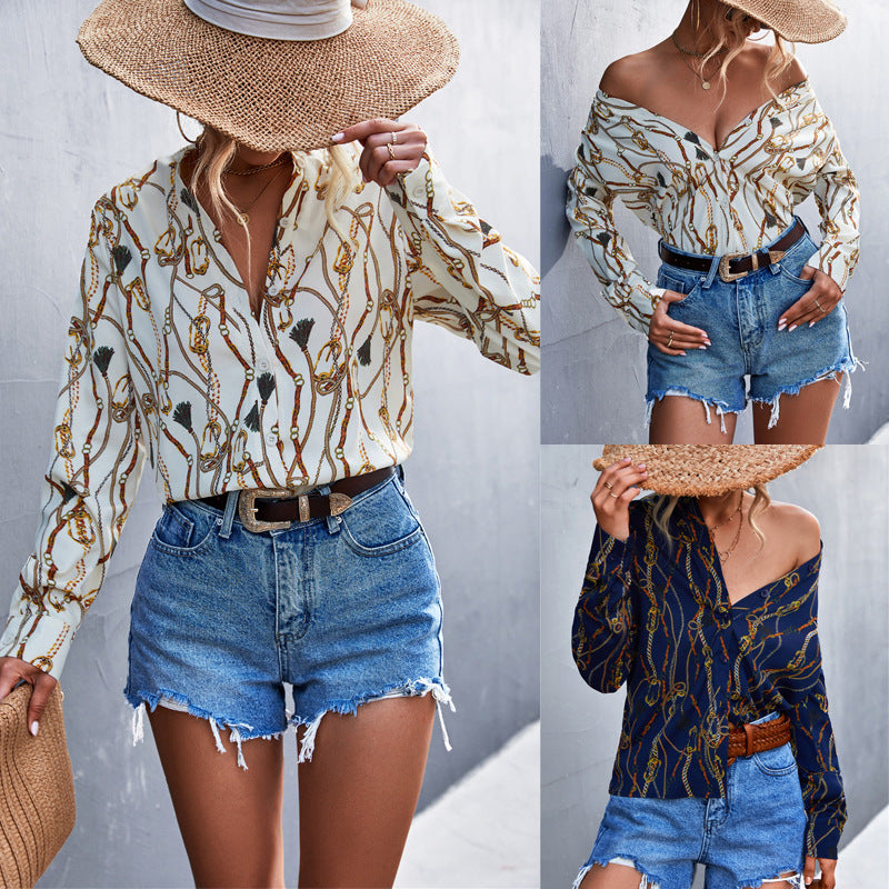 Damen Bluse mit schickem Kettenmuster R&B
