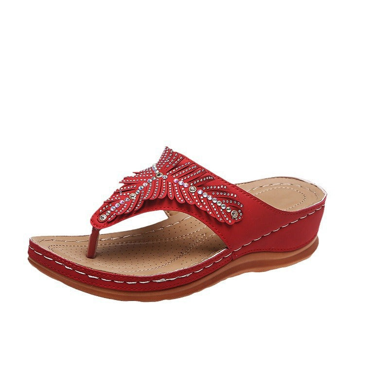 Damen Bequeme Schmuck-Sandalen mit Zehensteg R&B