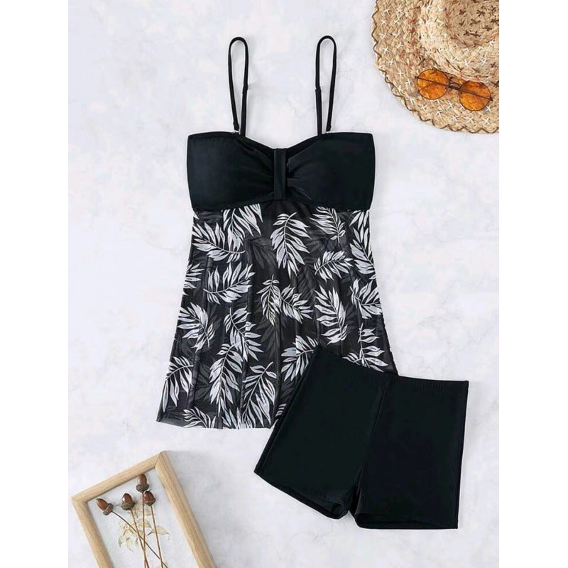 Damen Tankini-Set mit floralem Design und sportlichen Shorts R&B