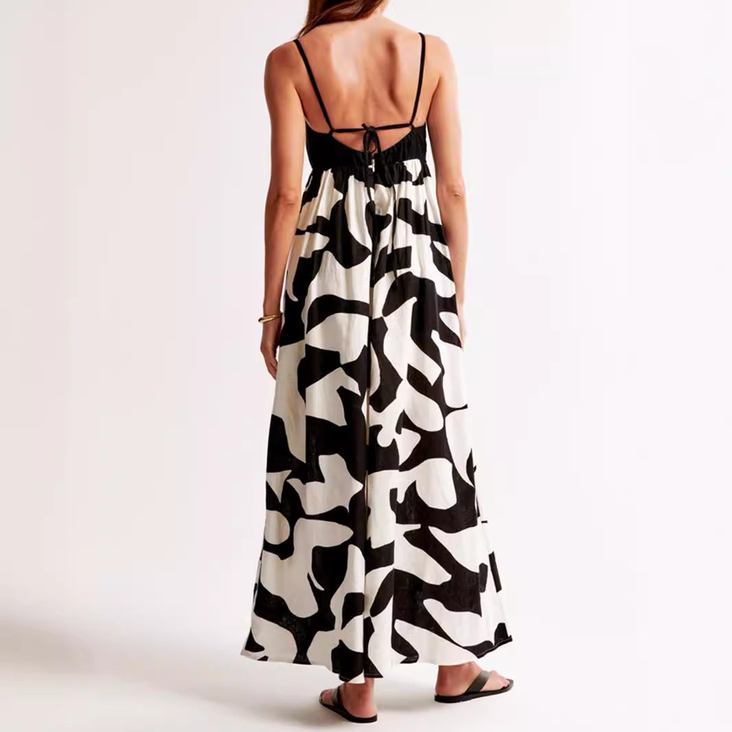 Damen Maxikleid mit schmalen Trägern und fließendem Schnitt R&B