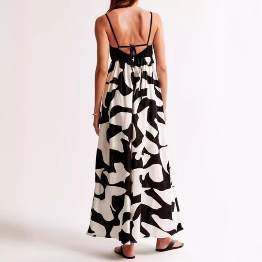 Damen Maxikleid mit schmalen Trägern und fließendem Schnitt R&B