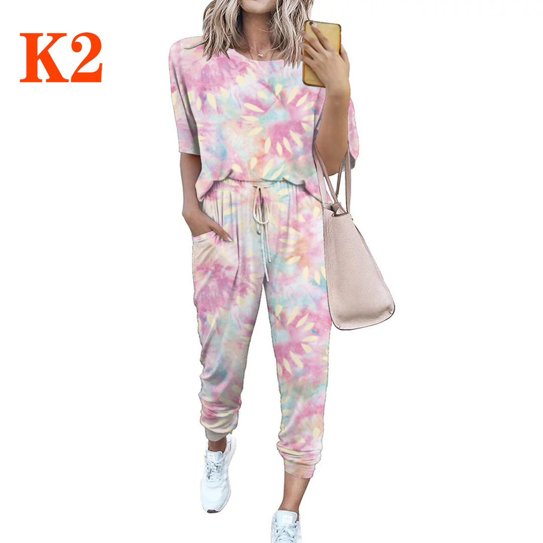 Damen Leichter Freizeit-Jumpsuit mit einem auffälligen Batik-Muster und praktischen Taschen R&B