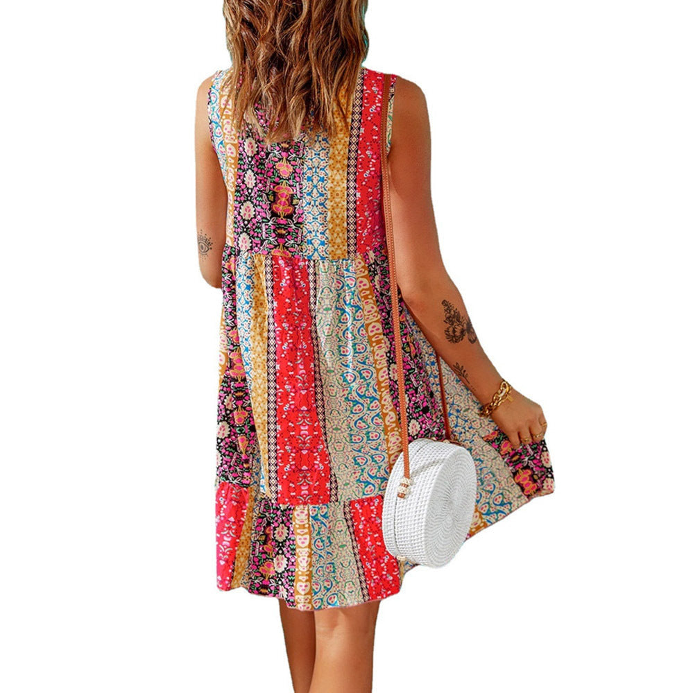 Damen Sommerliches Maxikleid mit buntem Druck und lässigem Schnitt R&B
