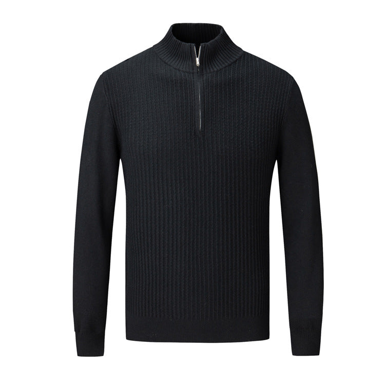 Herren Strickpullover mit modernem Stehkragen und feinem Rippdesign R&B