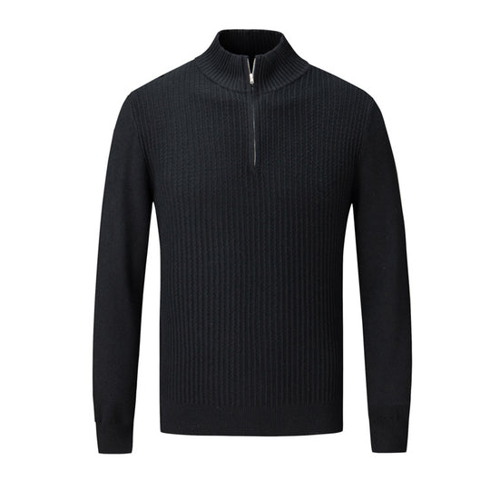 Herren Strickpullover mit modernem Stehkragen und feinem Rippdesign R&B