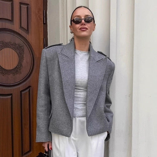 Damen Modische Oversized Jacke im eleganten Wollmix R&B