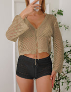 Damen Luftiger Häkelstrandpullover R&B