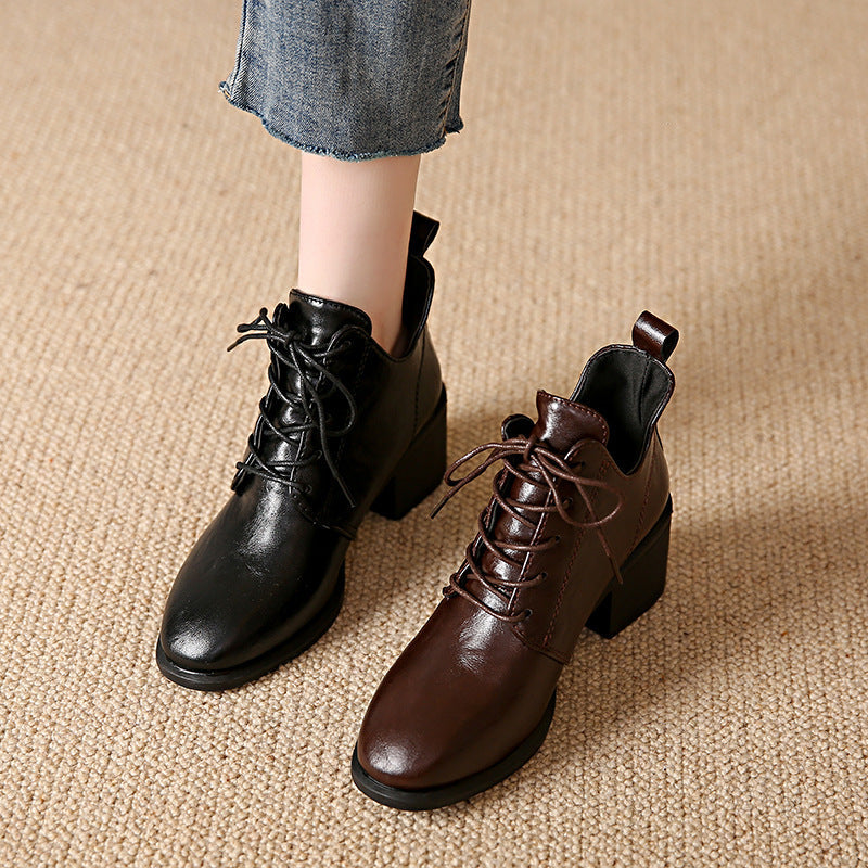 Damen Modische Schnür-Stiefeletten mit elegantem Blockabsatz