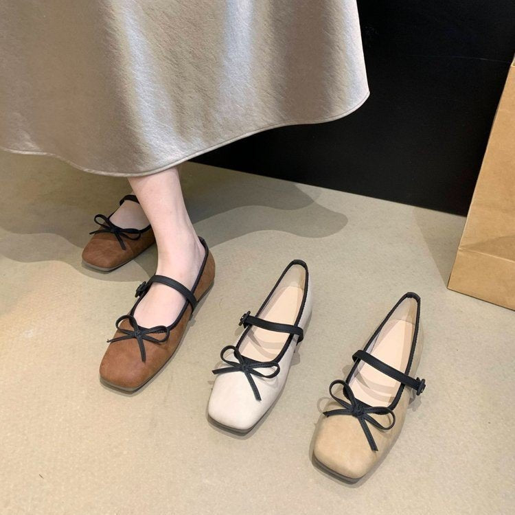 Damen elegante Mary Jane Ballerinas mit modischem Schleifenakzent R&B
