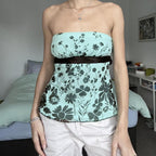 Damen Bandeau-Top mit floralem Druck und verstellbarem Gürtel R&B