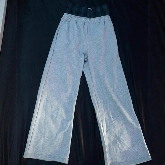 Damen nan lässige Jersey-Loungehose mit elastischem Bund und weitem Bein R&B