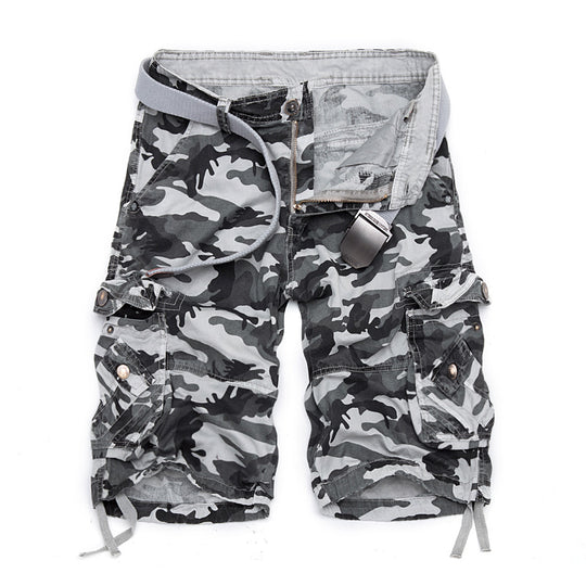 Herren Camo Cargo-Shorts mit mehreren Taschen und verstellbarem Bund R&B