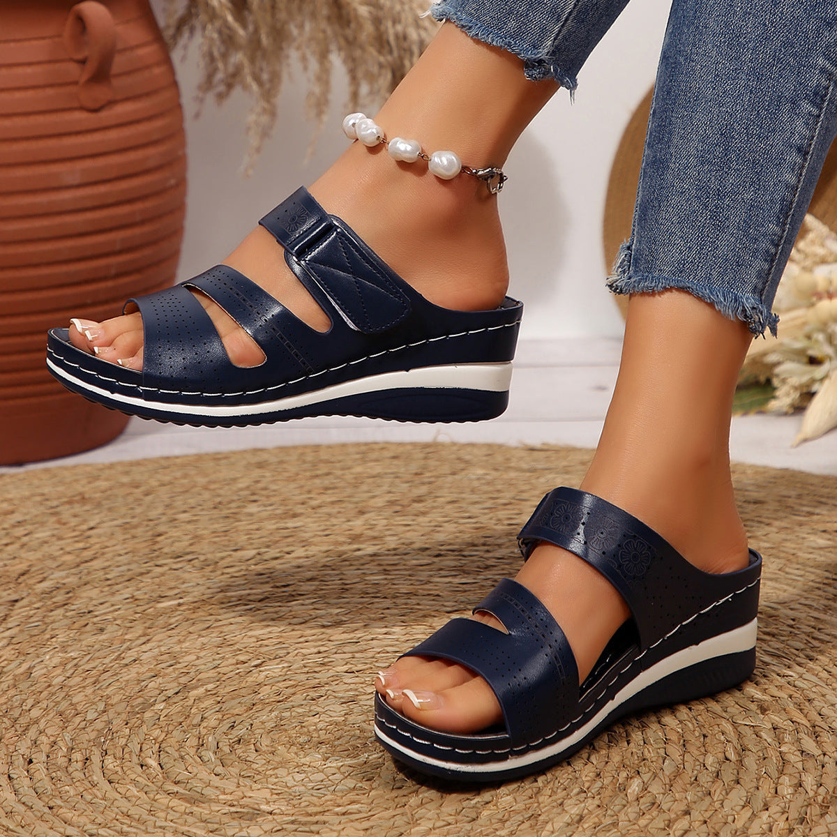 Damen Komfortable Sandalen mit verstellbarem Riemendesign und atmungsaktiver Obermaterial R&B