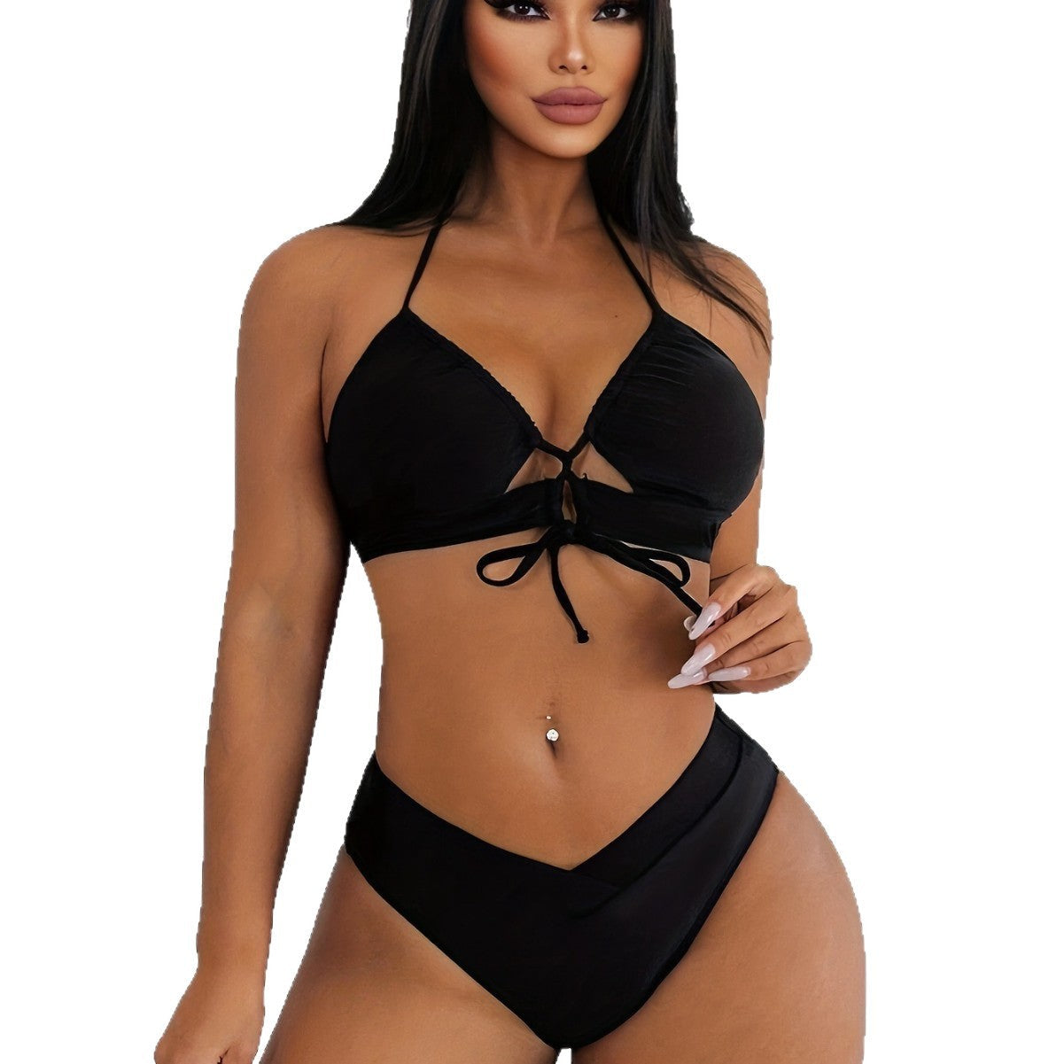 Damen Triangel-Bikini mit verstellbarem Rücken und modischem Cut-Out R&B