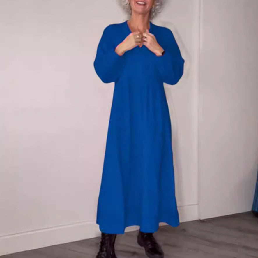 Damen nan knöchellanges Jersey-Kleid mit Empirenaht und Ballonärmeln R&B