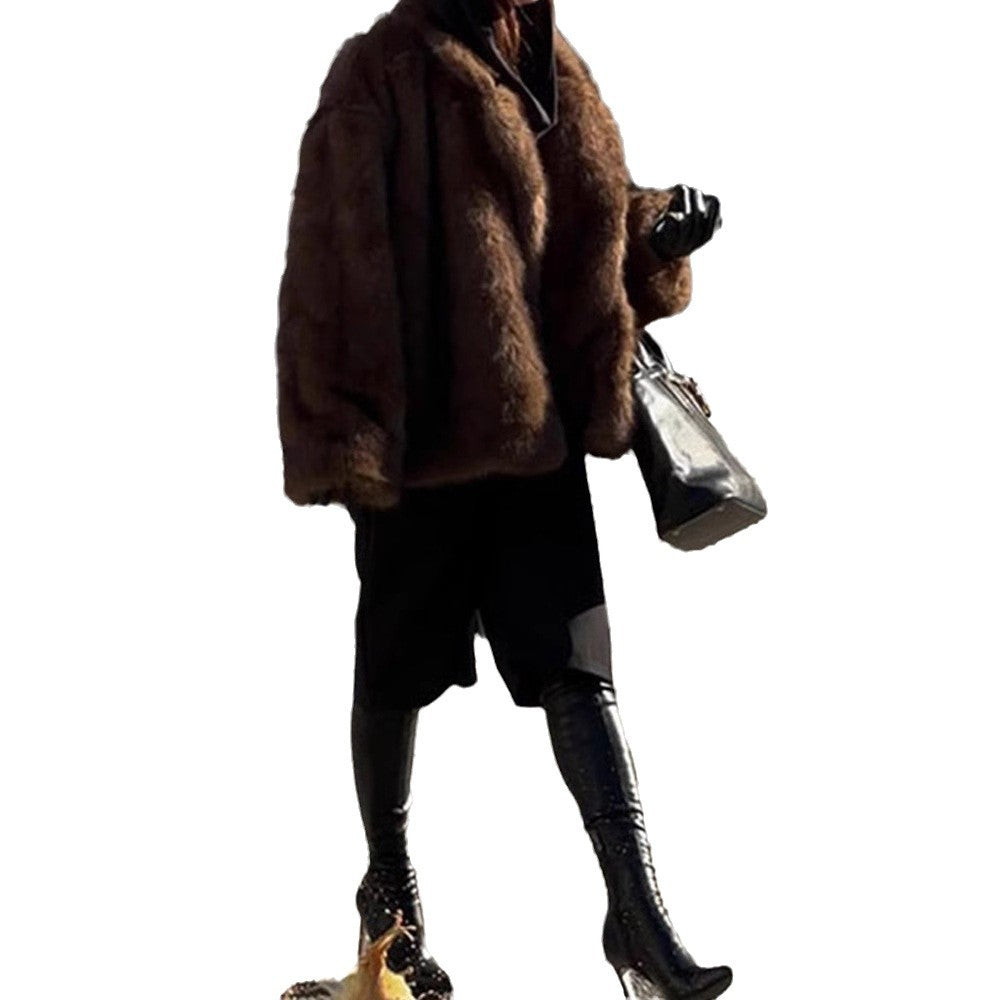 Damen Kunstfelljacke im oversized Design mit lässigem Schnitt R&B