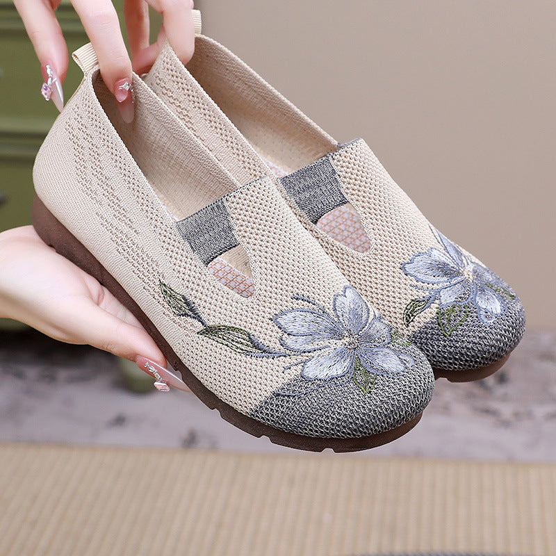 Damen Bequeme und stilvolle Slip-On Freizeitschuhe mit floralem Design R&B