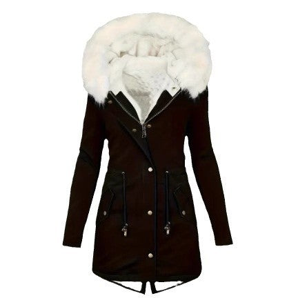Damen gefütterte Winterjacke mit abnehmbarer Kapuze R&B