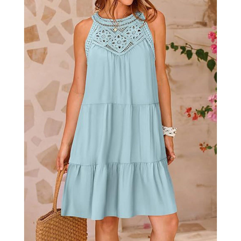Damen Sommerkleid mit romantischen Häkel-Applikationen R&B