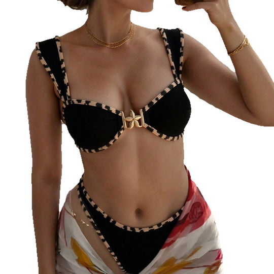 Damen Bikini-Oberteil mit stilvollen Trägern und dekorativem Verschluss R&B