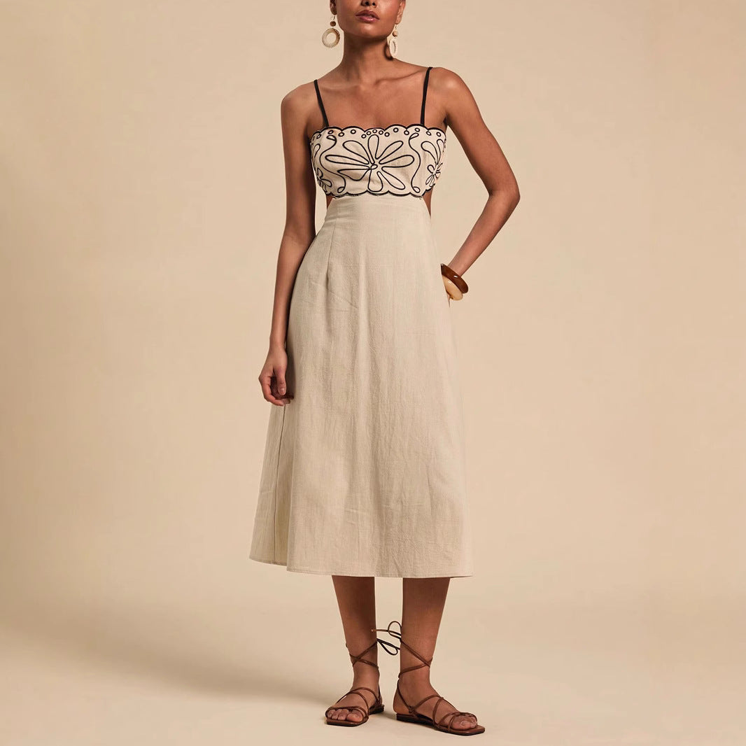 Damen luftiges Maxikleid mit floralem Oberteil R&B