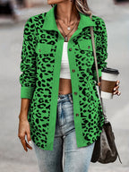 Damen Jacke im Leopardenmuster mit strukturiertem Stoff und praktischen Taschen R&B
