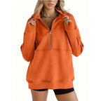 Damen Sweatshirt mit halbem Reißverschluss und oversized Schnitt R&B