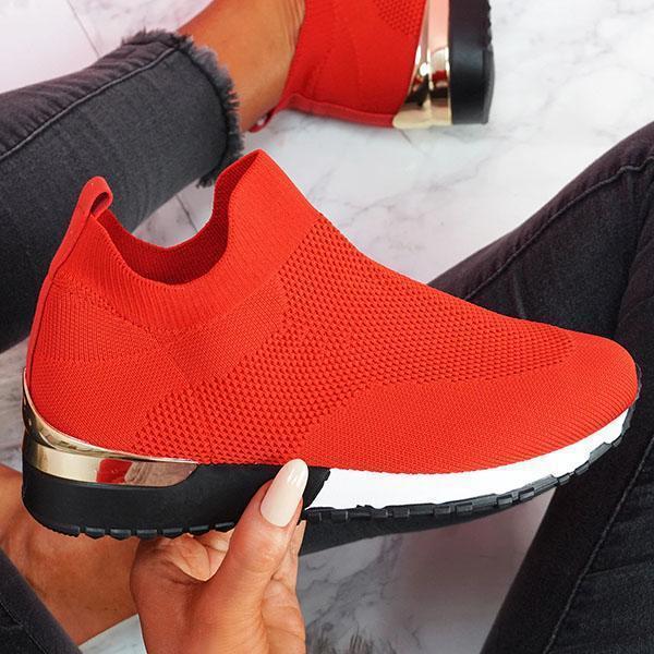 Damen sportliche Slip-On Sneakers mit innovativem Strickdesign R&B