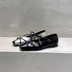 Damen elegante Ballerinas mit modischen Riemchen und exquisite Schnallenverzierung R&B