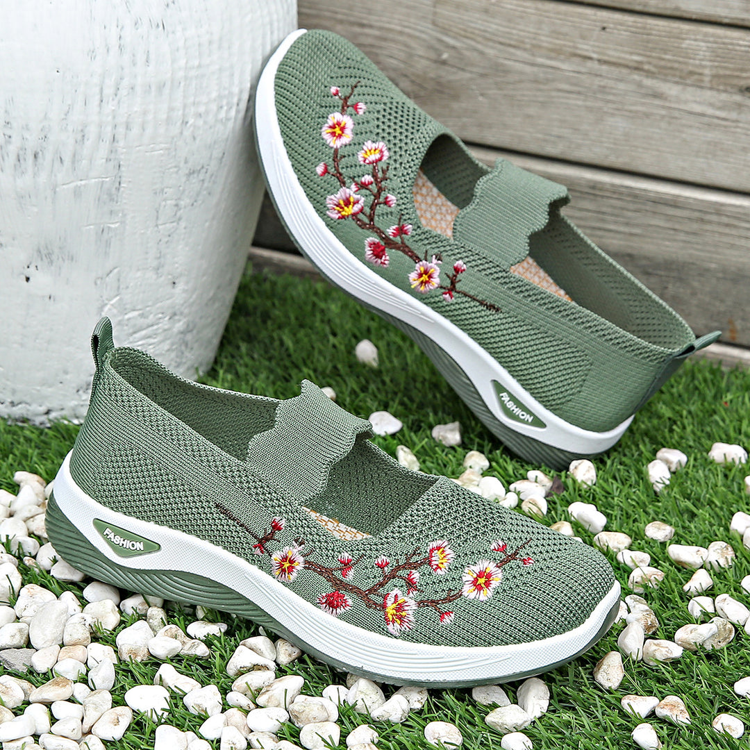 Damen Bequeme Sneaker mit floralen Stickereien R&B