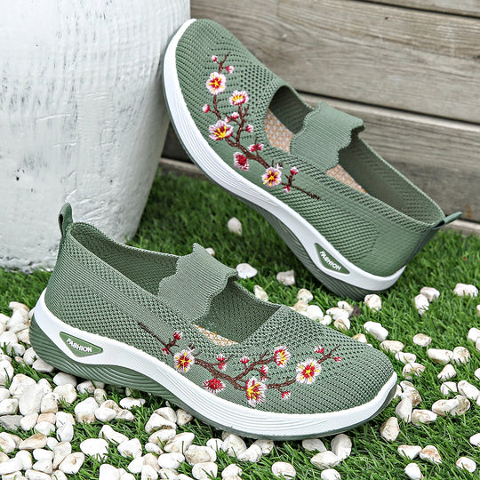 Damen modische Stoffschuhe mit elastischem Riemen und floralem Design R&B