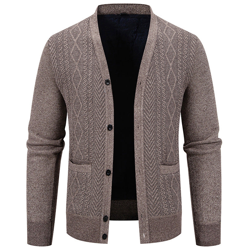 Herren Strickjacke mit strukturiertem Design und Knopfverschluss R&B