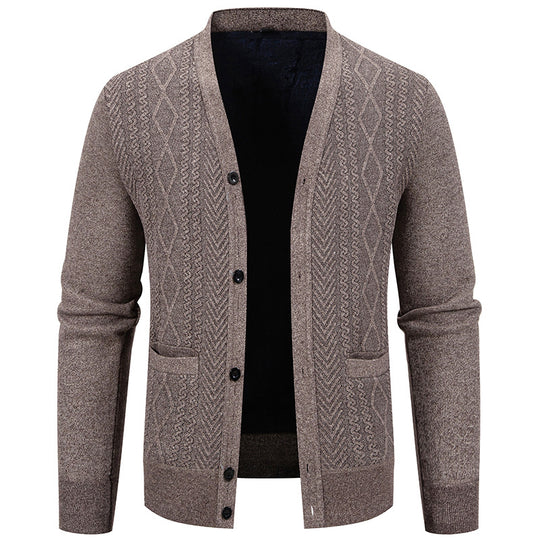 Herren Strickjacke mit strukturiertem Design und Knopfverschluss R&B