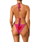 Damen gehäkeltes Bikini-Set mit Herzmotiv und fransigen Details R&B