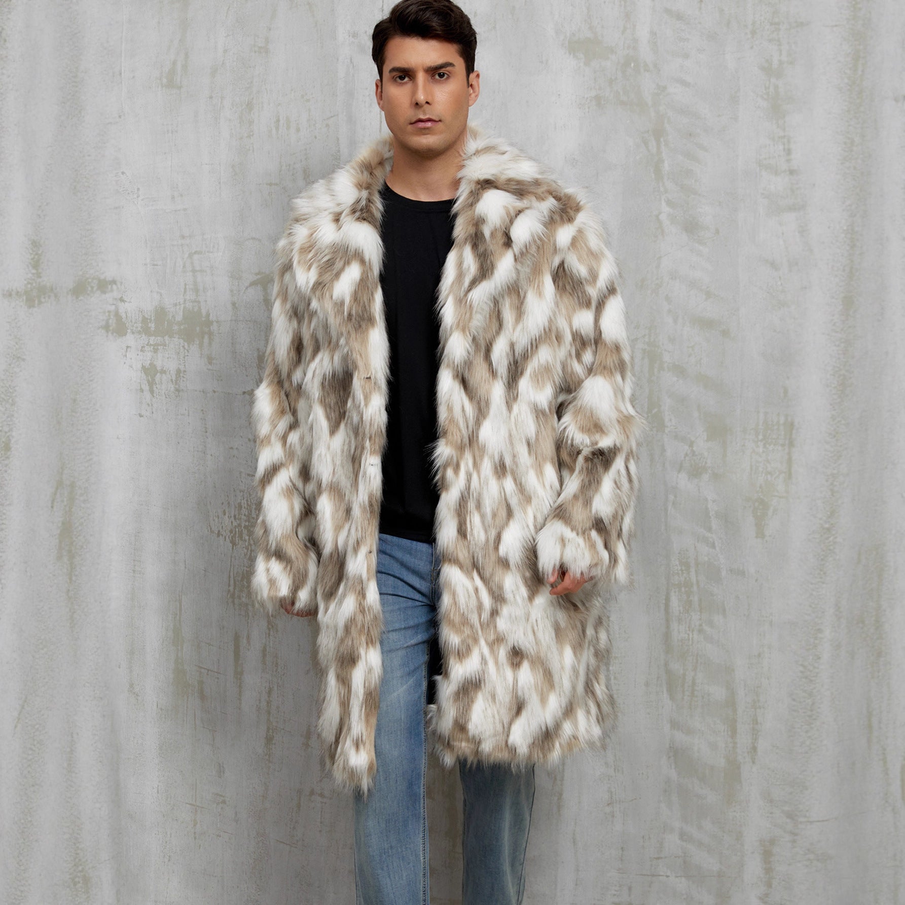 Herren Modischer Kunstpelz-Mantel mit auffälligem Tierdesign R&B
