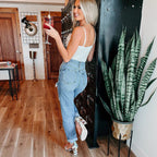 Damen Ripped High-Waist Jeans im lässigen Boyfriend-Schnitt R&B