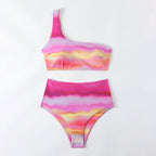 Damen Hochtailliertes Bikini-Set mit asymmetrischem Oberteil und floralen Akzenten R&B