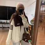 Damen Modischer Strickcardigan mit komfortablem Schnitt und kontrastierenden Details