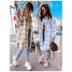 Damen Oversized Karohemdenjacke R&B