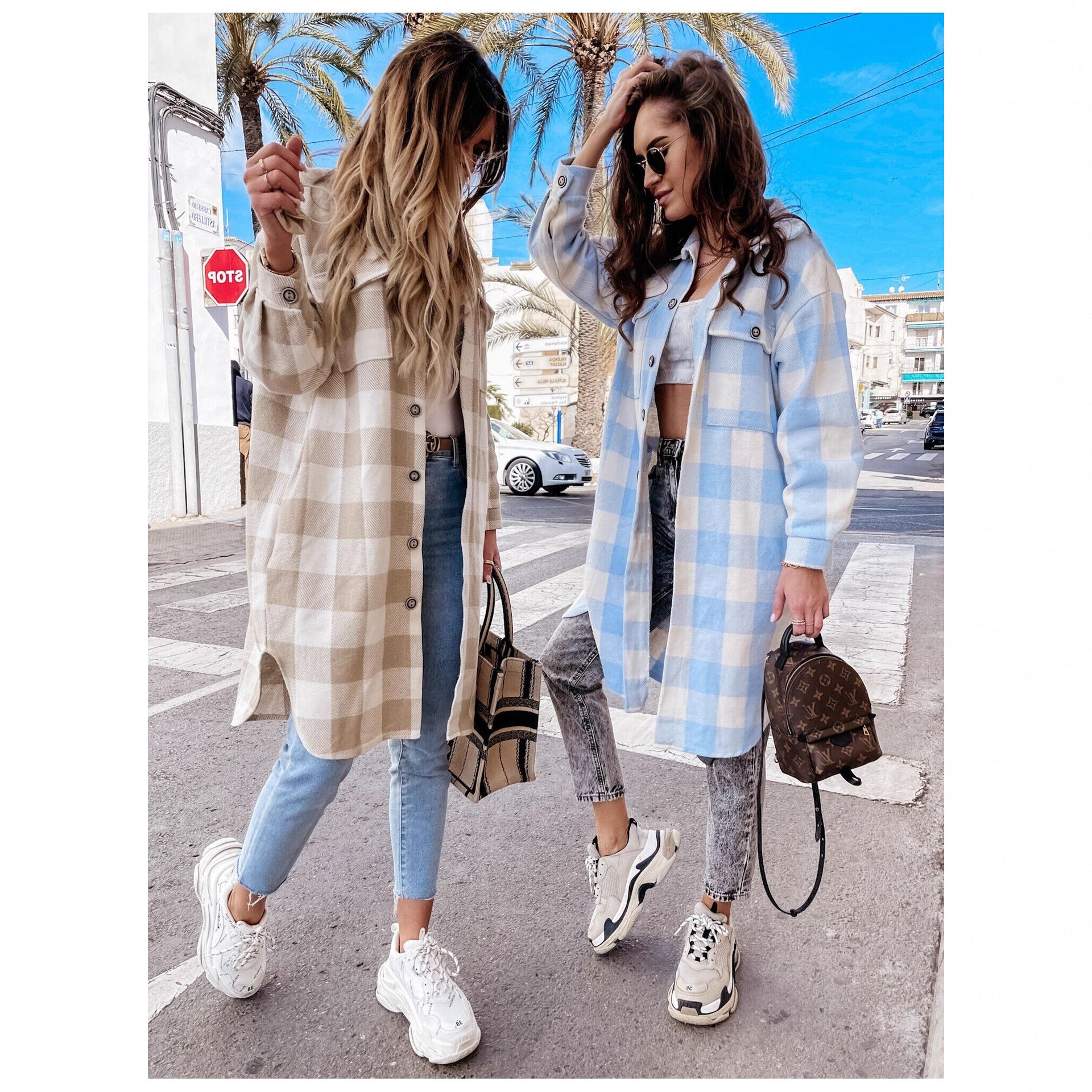 Damen Oversized Karohemdenjacke R&B